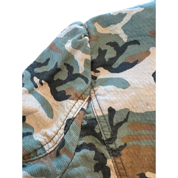Free People Camo Military Jacket Button Up Cotton Blend Fitted Casual Coat Sz 0 - Picture 3 of 10